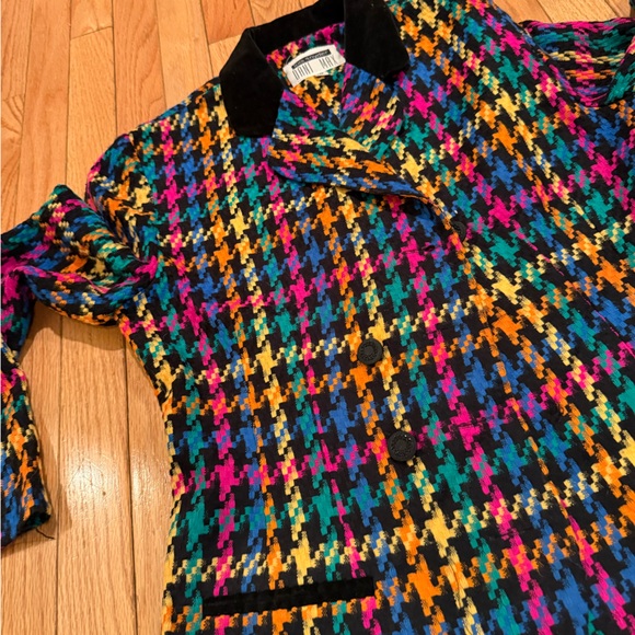 VTG Multicolor Houndstooth Women's Jacket dopamine preppy tennis prep - Picture 4 of 6